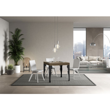 Τραπέζι Paxon Premium με ανθρακί πόδια D.90 - Επεκτεινόμενο τραπέζι 90/246x90 cm Paxon Premium λευκό μελιάς με ανθρακί πόδια