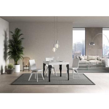 Τραπέζι Paxon Premium με ανθρακί πόδια D.90 - Επεκτεινόμενο τραπέζι 90/246x90 cm Paxon Premium λευκό μελιάς με ανθρακί πόδια