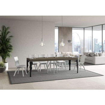 Τραπέζι Paxon Premium με ανθρακί πόδια D.90 - Επεκτεινόμενο τραπέζι 90/246x90 cm Paxon Premium λευκό μελιάς με ανθρακί πόδια