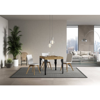 Τραπέζι Paxon Premium με ανθρακί πόδια D.90 - Επεκτεινόμενο τραπέζι 90/246x90 cm Paxon Premium λευκό μελιάς με ανθρακί πόδια