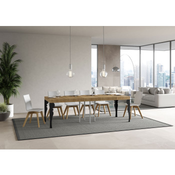 Τραπέζι Paxon Premium με ανθρακί πόδια D.90 - Επεκτεινόμενο τραπέζι 90/246x90 cm Paxon Premium λευκό μελιάς με ανθρακί πόδια