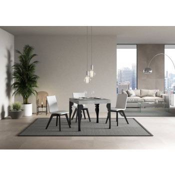 Τραπέζι Paxon Premium με ανθρακί πόδια D.90 - Επεκτεινόμενο τραπέζι 90/246x90 cm Paxon Premium λευκό μελιάς με ανθρακί πόδια