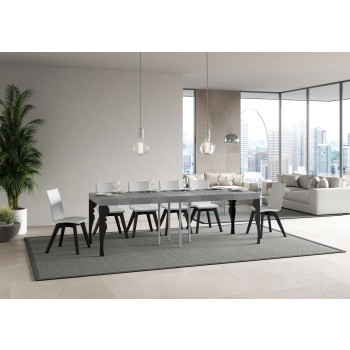 Τραπέζι Paxon Premium με ανθρακί πόδια D.90 - Επεκτεινόμενο τραπέζι 90/246x90 cm Paxon Premium λευκό μελιάς με ανθρακί πόδια