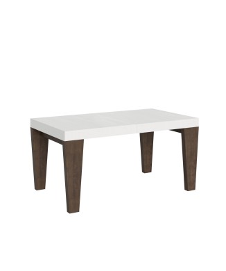 Τραπέζι Spimbo Mix - Επεκτεινόμενο τραπέζι 90x160/264 cm Spimbo Mix με επιφάνεια σε λευκό χρώμα μελιάς και πόδια σε χρώμα καρυδιάς