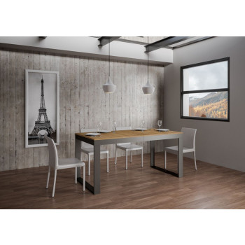 Τραπέζι Tecno Evolution P.90 - Επεκτεινόμενο τραπέζι 160/264x90 cm Tecno Evolution λευκό μελιάς πλαίσιο και ανθρακί πόδια
