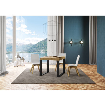 Τραπέζι Tecno P.90 - Επεκτεινόμενο τραπέζι 90/246x90 εκ. Tecno λευκό μελιάς με ανθρακί πόδια