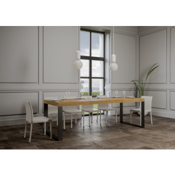 Τραπέζι Tecno Premium D.90 - Επεκτεινόμενο τραπέζι 180/284x90 cm Tecno Premium λευκό μελιάς με ανθρακί πόδια