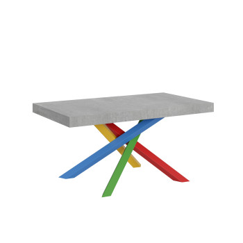 Τραπέζι Volantis Color 4/B P.90 - Επεκτεινόμενο τραπέζι 160/420x90 cm Volantis λευκό μελιά πολύχρωμα πόδια 4/B