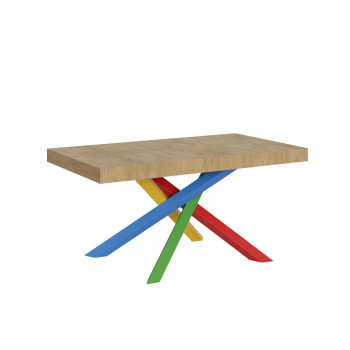 Τραπέζι Volantis Color 4/B P.90 - Επεκτεινόμενο τραπέζι 160/420x90 cm Volantis λευκό μελιά πολύχρωμα πόδια 4/B