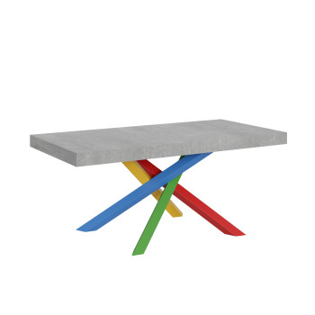 Τραπέζι Volantis Color 4/B P.90 - Επεκτεινόμενο τραπέζι 180/440x90 cm Volantis λευκό μελιά πολύχρωμα πόδια 4/B