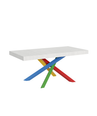 Τραπέζι Volantis Color 4/B P.90 - Επεκτεινόμενο τραπέζι 180/440x90 cm Volantis λευκό μελιά πολύχρωμα πόδια 4/B