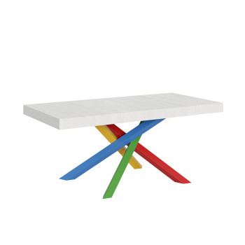 Τραπέζι Volantis Color 4/B P.90 - Επεκτεινόμενο τραπέζι 180/440x90 cm Volantis λευκό μελιά πολύχρωμα πόδια 4/B