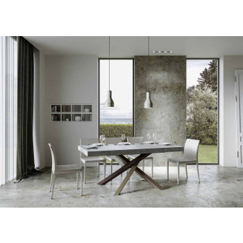 Τραπέζι Volantis Color 4/C P.90 - Επεκτεινόμενο τραπέζι 200/460x90 cm Volantis λευκό μελιά πολύχρωμα πόδια 4/C
