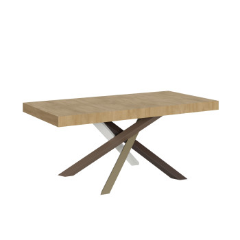 Τραπέζι Volantis Color 4/C P.90 - Επεκτεινόμενο τραπέζι 200/460x90 cm Volantis λευκό μελιά πολύχρωμα πόδια 4/C