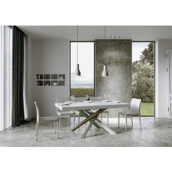 Τραπέζι Volantis Premium Color 4/A P.90 - Επεκτεινόμενο τραπέζι 160/420x90 cm Volantis Premium λευκό μελιά πολύχρωμα πόδια 4/A