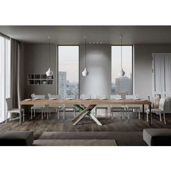 Τραπέζι Volantis Premium Color 4/A P.90 - Επεκτεινόμενο τραπέζι 160/420x90 cm Volantis Premium λευκό μελιά πολύχρωμα πόδια 4/A