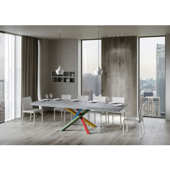 Τραπέζι Volantis Premium Color 4/B P.90 - Επεκτεινόμενο τραπέζι 200/460x90 cm Volantis Premium λευκό μελιά πολύχρωμα πόδια 4/B