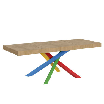 Τραπέζι Volantis Premium Color 4/B P.90 - Επεκτεινόμενο τραπέζι 200/460x90 cm Volantis Premium λευκό μελιά πολύχρωμα πόδια 4/B