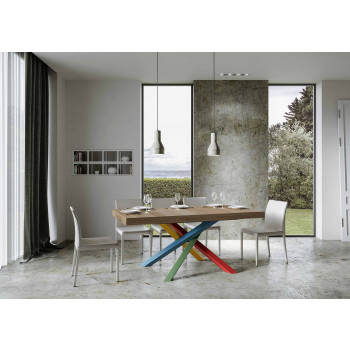 Τραπέζι Volantis Premium Color 4/B P.90 - Επεκτεινόμενο τραπέζι 200/460x90 cm Volantis Premium λευκό μελιά πολύχρωμα πόδια 4/B