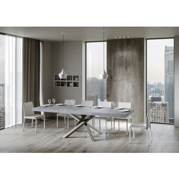 Τραπέζι Volantis Premium Color 4/C P.90 - Επεκτεινόμενο τραπέζι 180/284x90 cm Volantis Premium λευκό μελιά πολύχρωμα πόδια 4/C