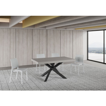 Τραπέζι Volantis Premium σε ανθρακί χρώμα P.90 - Επεκτεινόμενο τραπέζι 160/264x90 cm. Πόδια Volantis Premium σε λευκό μελιά σε ανθρακί χρώμα