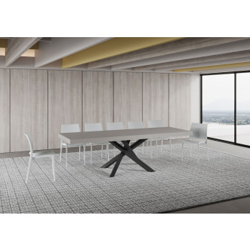 Τραπέζι Volantis Premium σε ανθρακί χρώμα P.90 - Επεκτεινόμενο τραπέζι 160/264x90 cm. Πόδια Volantis Premium σε λευκό μελιά σε ανθρακί χρώμα