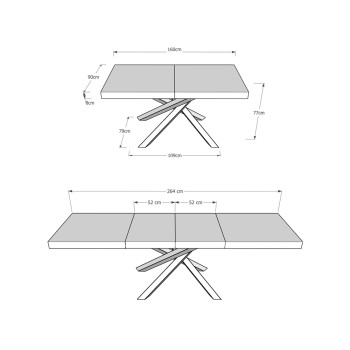Τραπέζι Volantis Premium σε ανθρακί χρώμα P.90 - Επεκτεινόμενο τραπέζι 160/264x90 cm. Πόδια Volantis Premium σε λευκό μελιά σε ανθρακί χρώμα