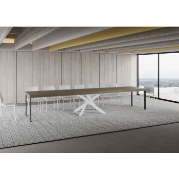Τραπέζι Volantis Premium με λευκά πόδια D.90 - Επεκτεινόμενο τραπέζι 160/420x90 cm Volantis Premium λευκό μελιάς με λευκά πόδια