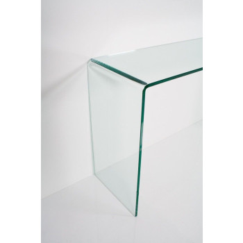  - Smalle consoletafel van gebogen glas 120x40x80 cm