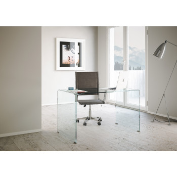  - Glazen bureau met gebogen vorm, 120x70x75 cm