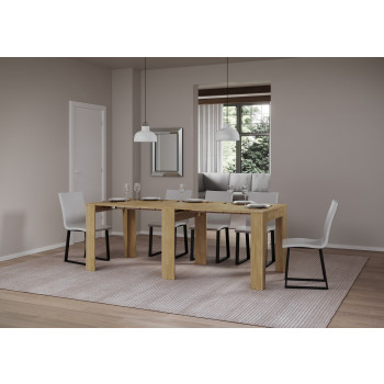 Anea Console - Uitschuifbare console 90x25/211 cm Anea Wit Essen met interne verlengstukken