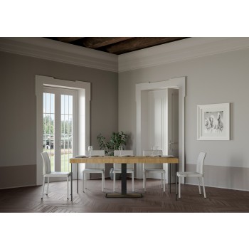 Capital consoletafel met antraciet frame - Uitschuifbare consoletafel 90x40/196 cm Capital Small Premium naturel eikenhout met antraciet frame