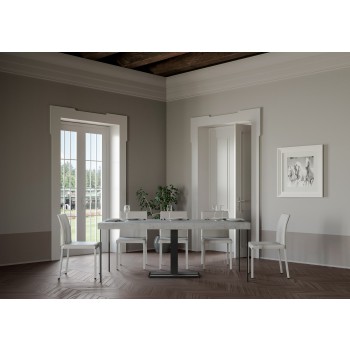 Capital consoletafel met antraciet frame - Uitschuifbare consoletafel 90x40/196 cm Capital Small Premium naturel eikenhout met antraciet frame