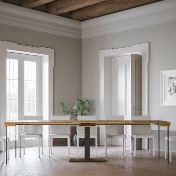 Capital consoletafel met antraciet frame - Uitschuifbare consoletafel 90x40/300 cm Capital wit essenhout met antraciet frame