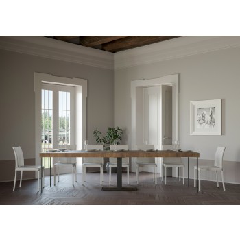 Capital consoletafel met antraciet frame - Uitschuifbare consoletafel 90x40/300 cm Capital Premium naturel eikenhout met antraciet frame