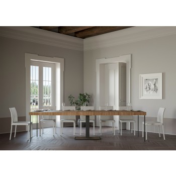 Capital consoletafel met antraciet frame - Uitschuifbare consoletafel 90x40/300 cm Capital Premium naturel eikenhout met antraciet frame