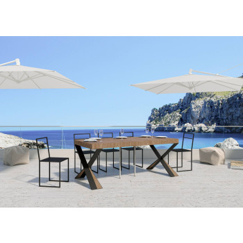 Diago consoletafel met antracietkleurige poten - Uitschuifbare consoletafel 90x40/196 cm Diago Small Premium naturel eikenhout met antracietkleurige poten