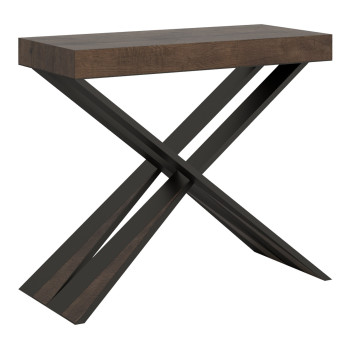 Diago consoletafel met antracietkleurige poten - 90x40/300 cm. Uitschuifbare Diago consoletafel met poten van wit essenhout en antraciet.