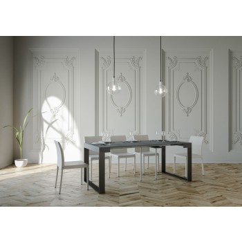 Elettra consoletafel met antraciet frame - Uitschuifbare consoletafel 90x40/196 cm Elettra Small White Ash met antraciet frame