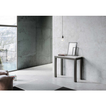 Everyday Evolution consoletafel met antracietkleurige poten en frame - Everyday Small Evolution uitschuifbare consoletafel 90x40/196 cm met frame van wit essenhout en antracietkleurige poten