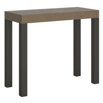 Consoletafel voor dagelijks gebruik met antracietkleurige poten - 90x40/300 cm. Uitschuifbare consoletafel voor dagelijks gebruik met wit essenhout en antracietkleurige poten.