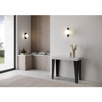 Flame consoletafel met antracietkleurige poten - Flame Small Premium uitschuifbare consoletafel 90x40/196 cm met wit essenhout en antracietkleurige poten