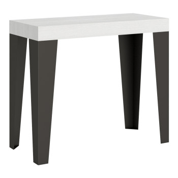 Flame consoletafel met antracietkleurige poten - Flame Small Premium uitschuifbare consoletafel 90x40/196 cm met wit essenhout en antracietkleurige poten