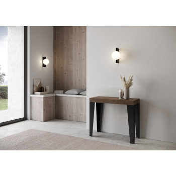 Flame consoletafel met antracietkleurige poten - Uitschuifbare consoletafel 90x40/196 cm Flame Small Premium naturel eikenhout met antracietkleurige poten
