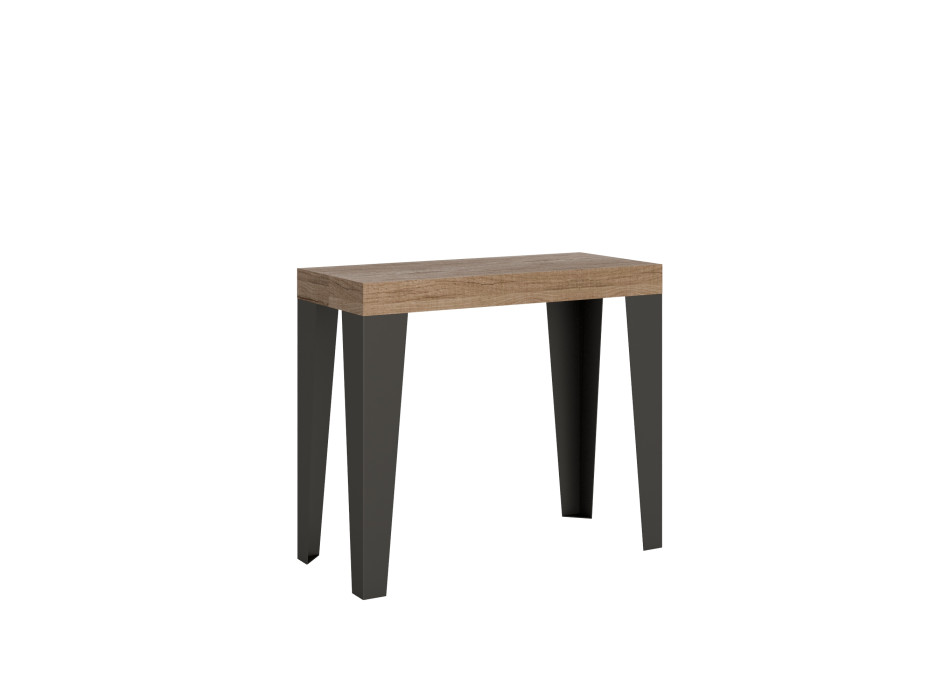Flame consoletafel met antracietkleurige poten - Uitschuifbare consoletafel 90x40/196 cm Flame Small Premium naturel eikenhout met antracietkleurige poten
