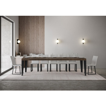 Flame consoletafel met antracietkleurige poten - Flame Premium uitschuifbare consoletafel 90x40/300 cm met wit essenhout en antracietkleurige poten