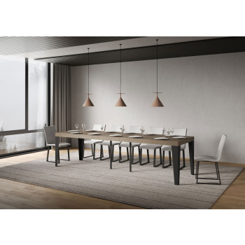 Flame consoletafel met antracietkleurige poten - Flame Premium uitschuifbare consoletafel 90x40/300 cm met wit essenhout en antracietkleurige poten