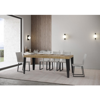 Flame consoletafel met antracietkleurige poten - Flame Premium uitschuifbare consoletafel 90x40/300 cm met wit essenhout en antracietkleurige poten