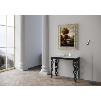 Karamay Evolution consoletafel met antracietkleurige poten en frame - Karamay Small Evolution uitschuifbare consoletafel 90x40/196 cm met antracietkleurig frame en poten