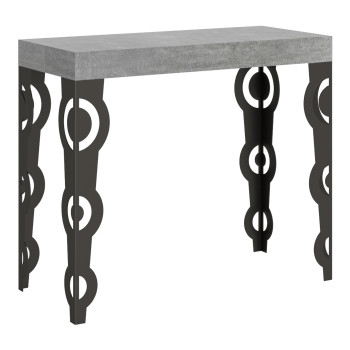Karamay consoletafel met antracietkleurige poten - Uitschuifbare Karamay consoletafel 90x40/300 cm met wit essenhout en antracietkleurige poten